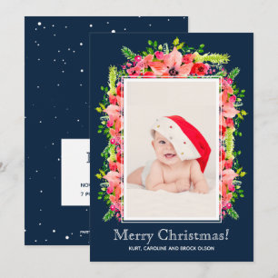Cartes Pour Fêtes Annuelles Photos de Noël Poinsettias Annonces de naissance