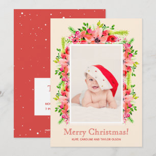 Cartes Pour Fêtes Annuelles Photos de Noël Poinsettias Annonces de naissance