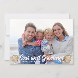 Cartes Pour Fêtes Annuelles Photos de plage Mer et Salutations Noël