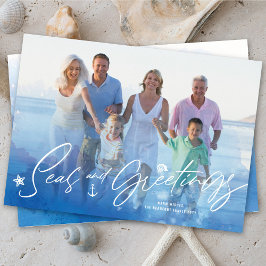 Cartes Pour Fêtes Annuelles Photos Des Mers Et Salutations Côtière Océan Aquar