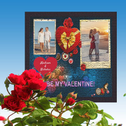 Cartes Pour Fêtes Annuelles Photos et nom personnalisés Coeur Soyez ma mosaïqu