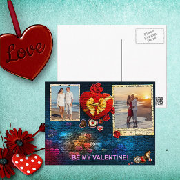 Cartes Pour Fêtes Annuelles Photos et nom personnalisés Coeur Soyez ma mosaïqu