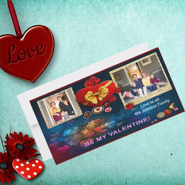 Cartes Pour Fêtes Annuelles Photos et nom personnalisés Coeur Soyez ma mosaïqu (Créateur téléchargé)