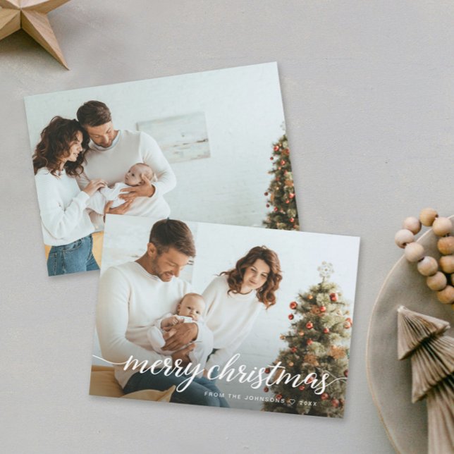 Cartes Pour Fêtes Annuelles Photos familiales contemporaines Joyeux Noël (Modern Family photos Holiday Merry Christmas cards.)