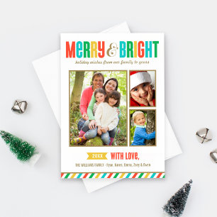 Cartes Pour Fêtes Annuelles Photos Joyeuses et brillantes couleurs et rayures 