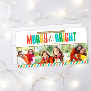 Cartes Pour Fêtes Annuelles Photos Joyeuses et brillantes couleurs et rayures 