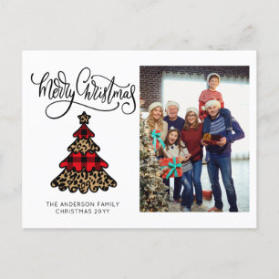 Cartes Pour Fêtes Annuelles Photos minimalistes de Buffalo Plaid & Leopard Tre