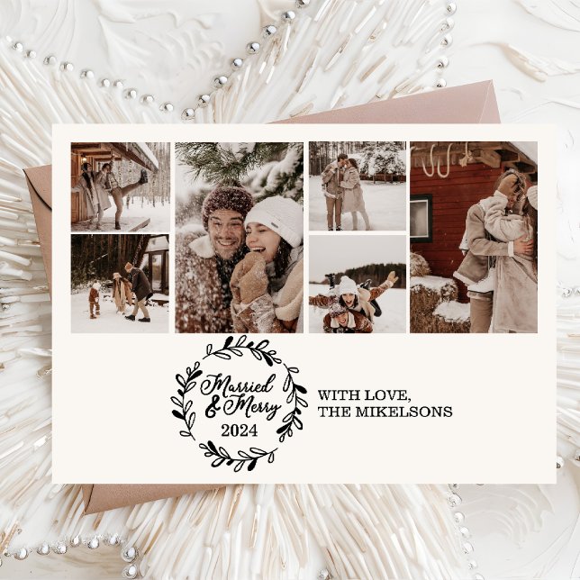 Cartes Pour Fêtes Annuelles Photos modernes mariées et joies (Créateur téléchargé)