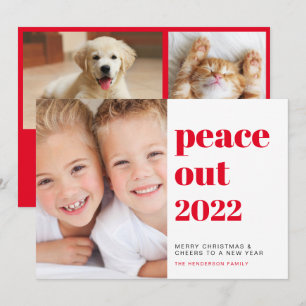 Cartes Pour Fêtes Annuelles Photos Peace Out Noël rouge