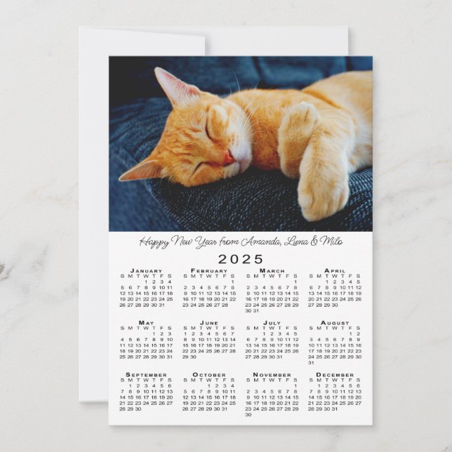 Cartes Pour Fêtes Annuelles Photos Personnalisées Calendrier 2025 Bonne année (Devant)