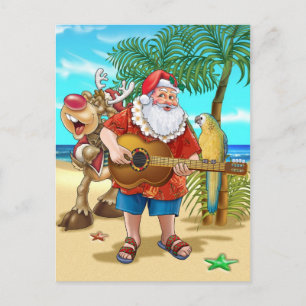 Cartes Pour Fêtes Annuelles Photos tropicales, Père Noël sur la plage