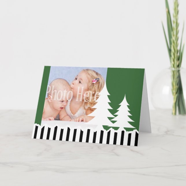 Cartes Pour Fêtes Annuelles Photos vertes de Pins d'hiver (Devant)