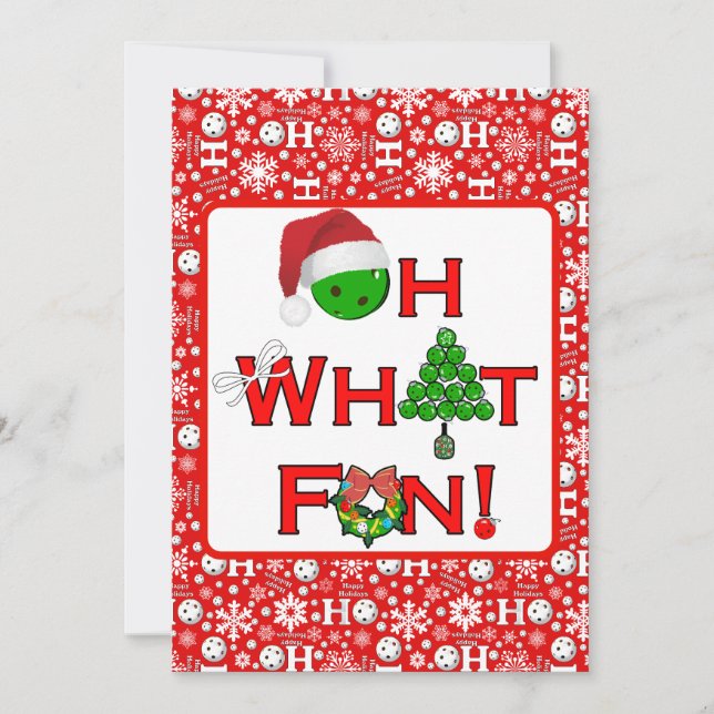 Cartes Pour Fêtes Annuelles Pickleball Christmas Oh What Fun Snowflakes Red (Devant)