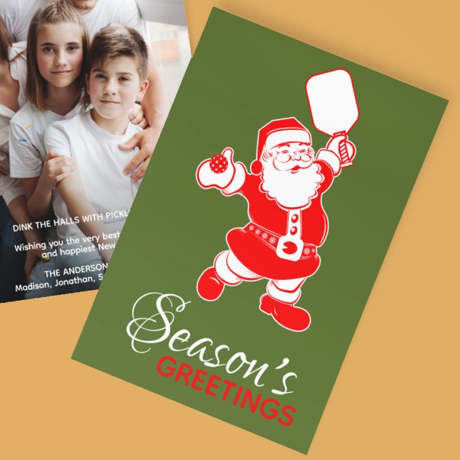 Cartes Pour Fêtes Annuelles Pickleball classique Père Noël Green Christmas Pho (Créateur téléchargé)