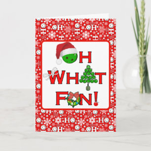 Cartes Pour Fêtes Annuelles Pickleball Noël Oh Quelle Joie Flocons Rouge