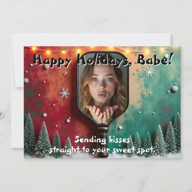 Cartes Pour Fêtes Annuelles Pickleball🎅Sweet Spot & Snowflakes (Devant)
