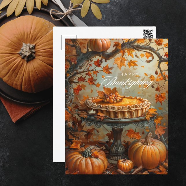 Cartes Pour Fêtes Annuelles Pie Citrouille aquarelle Automne part Thanksgiving (Créateur téléchargé)