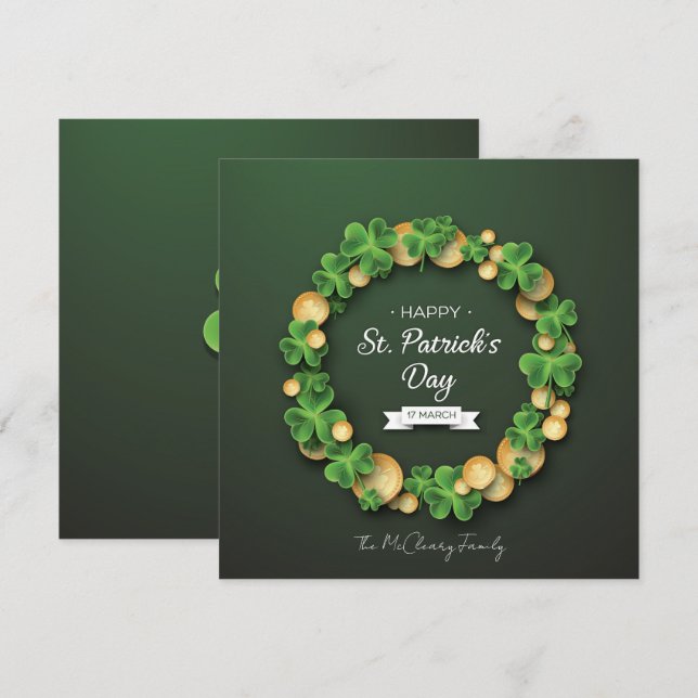 Cartes Pour Fêtes Annuelles Pièces Feuilles de Trèfle de la Saint-Patrick (Devant / Derrière)