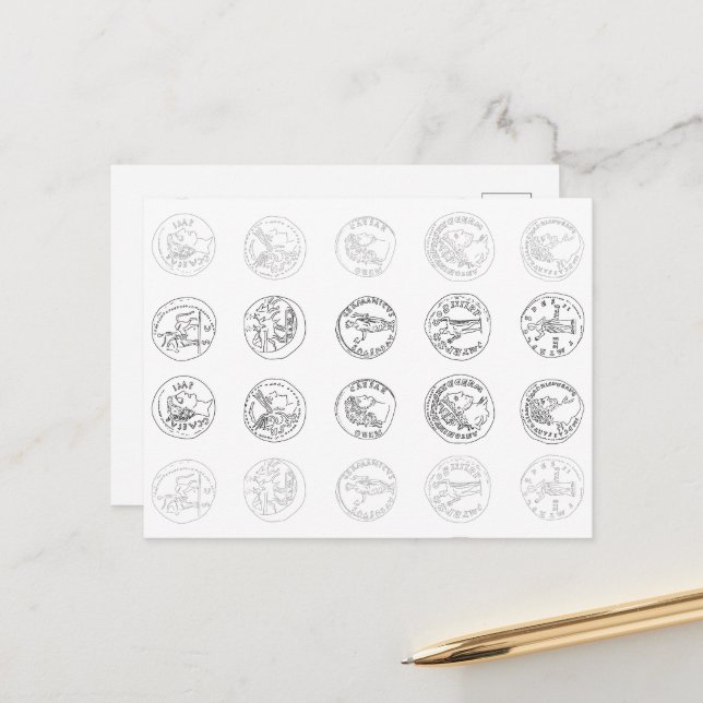 Cartes Pour Fêtes Annuelles Pièces romaines (Devant/Arrière en situation)