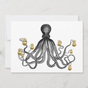Cartes Pour Fêtes Annuelles Pieuvre de vacances ornements de Noël nautique drô