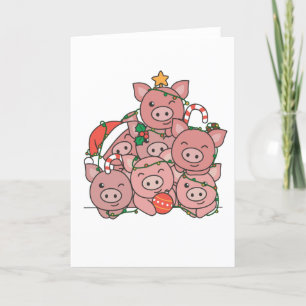 Cartes Pour Fêtes Annuelles Pig Christmas Tree Funny Animal Christmas