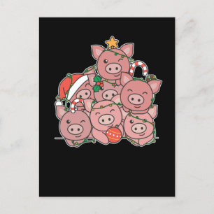 Cartes Pour Fêtes Annuelles Pig Christmas Tree Funny Animal Christmas