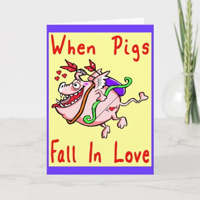 Cartes Pour Fêtes Annuelles Pig Fall In Love Valentine (Devant)