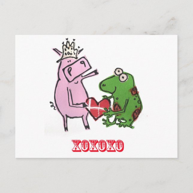 Cartes Pour Fêtes Annuelles Pig & Frog in love valentine card (Devant)