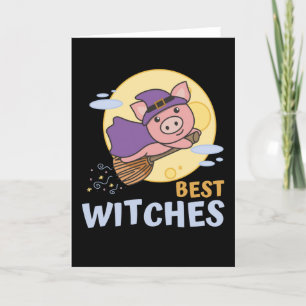 Cartes Pour Fêtes Annuelles Pig Halloween sorcières enfants sorcières meilleur