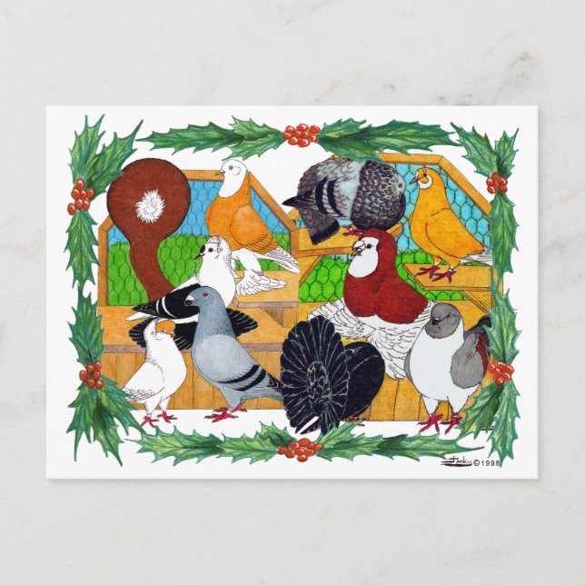 Cartes Pour Fêtes Annuelles Pigeons de Christmas (Devant)