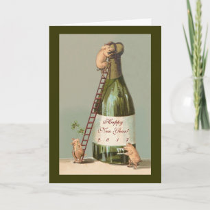 Cartes Pour Fêtes Annuelles Pigs and Champagne Cute 2017