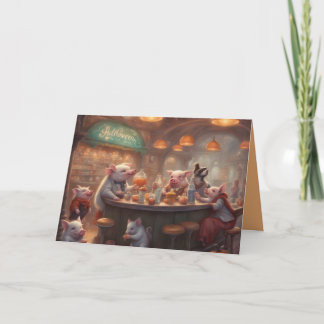 Cartes Pour Fêtes Annuelles Pigs Halloween party bar greeting card