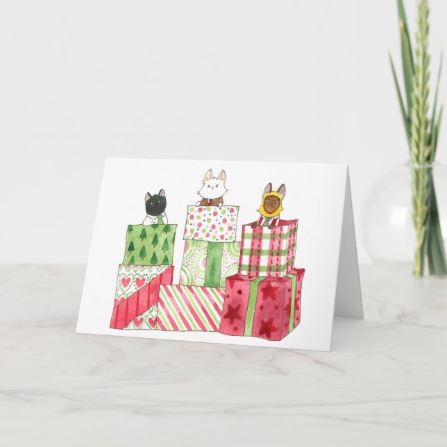 Cartes Pour Fêtes Annuelles Piles de cadeaux de Noël (Devant)