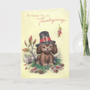Cartes Pour Fêtes Annuelles Pilgrim Puppy Thanksgiving
