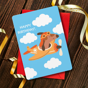 Cartes Pour Fêtes Annuelles Pilote de chien avion volant, Anniversaire de enfa