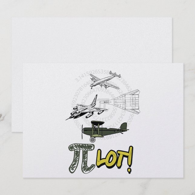 Cartes Pour Fêtes Annuelles Pilote Funky PI Day Nerdy Word Play (Devant / Derrière)