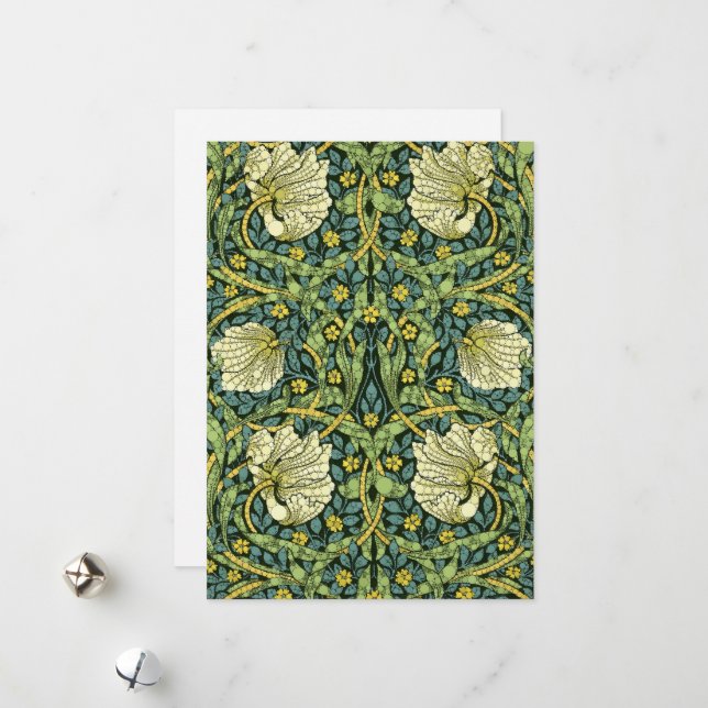 Cartes Pour Fêtes Annuelles Pimpernel, points d'infini par William Morris (Devant/Arrière en situation)