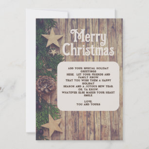 Cartes Pour Fêtes Annuelles Pin de Noël en bois rustique