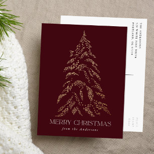 Cartes Pour Fêtes Annuelles Pin d'hiver pétillant Joyeux Noël Non photo