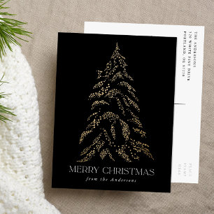 Cartes Pour Fêtes Annuelles Pin d'hiver pétillant Joyeux Noël Non photo