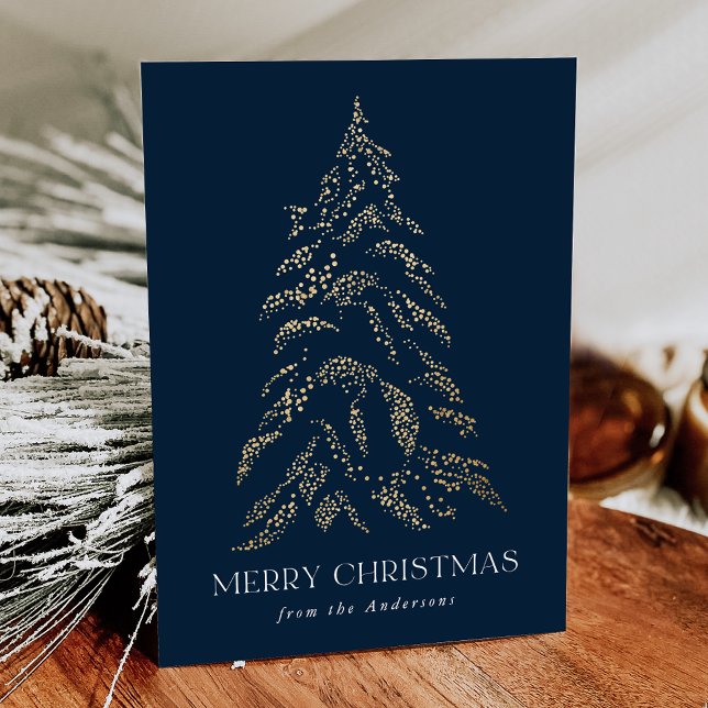 Cartes Pour Fêtes Annuelles Pin d'hiver pétillant Joyeux Noël Non photo (Créateur téléchargé)