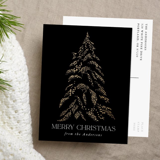 Cartes Pour Fêtes Annuelles Pin d'hiver pétillant Joyeux Noël Non photo (Créateur téléchargé)