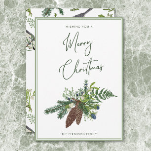Cartes Pour Fêtes Annuelles Pin d'hiver rustique et baies Spray Noël