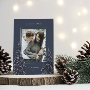 Cartes Pour Fêtes Annuelles Pin neigeux Élégante photo de Noël