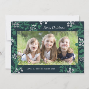 Cartes Pour Fêtes Annuelles Pin vert Silver Berries Noël Une photo