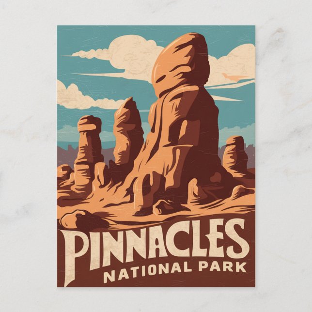 Cartes Pour Fêtes Annuelles Pinacles National Park Art de voyage rétro (Devant)