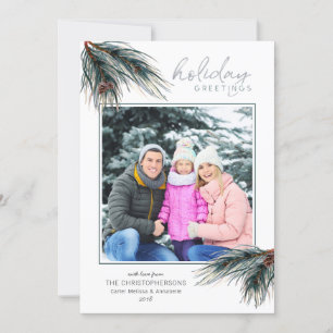Cartes Pour Fêtes Annuelles Pine Boughs Aquarelle VACANCES ACCUEILLIES Photo