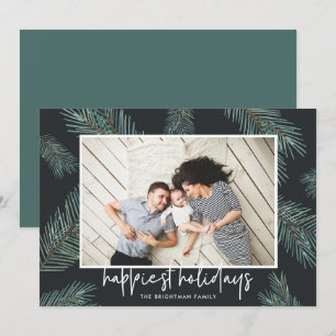 Cartes Pour Fêtes Annuelles Pine Boughs   Happy Holidays Photo