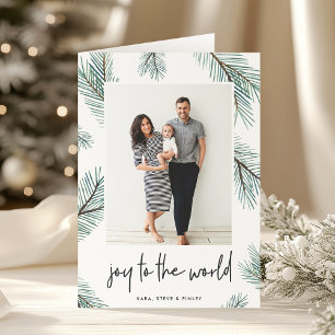 Cartes Pour Fêtes Annuelles Pine Boughs   Photo de vacances pliée
