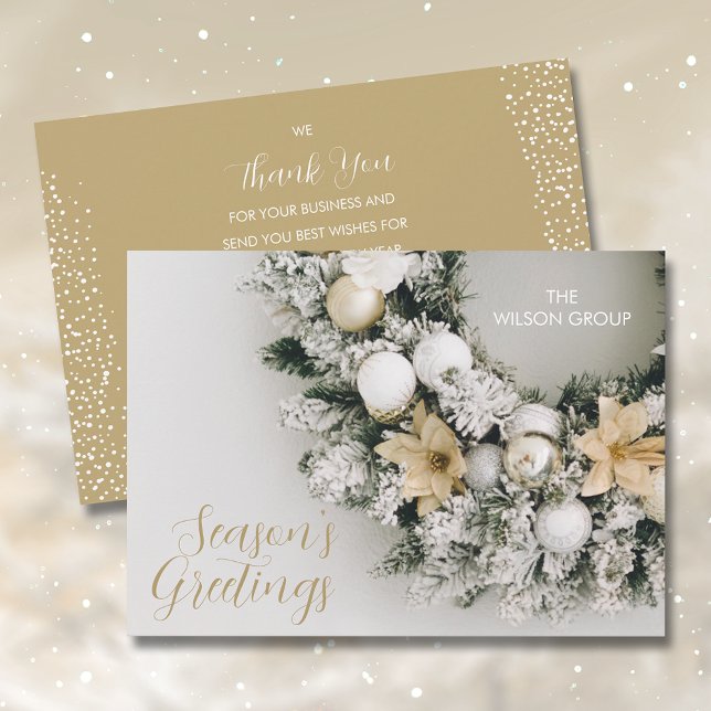 Cartes Pour Fêtes Annuelles Pine Christmas Wreath Business Merci (Créateur téléchargé)